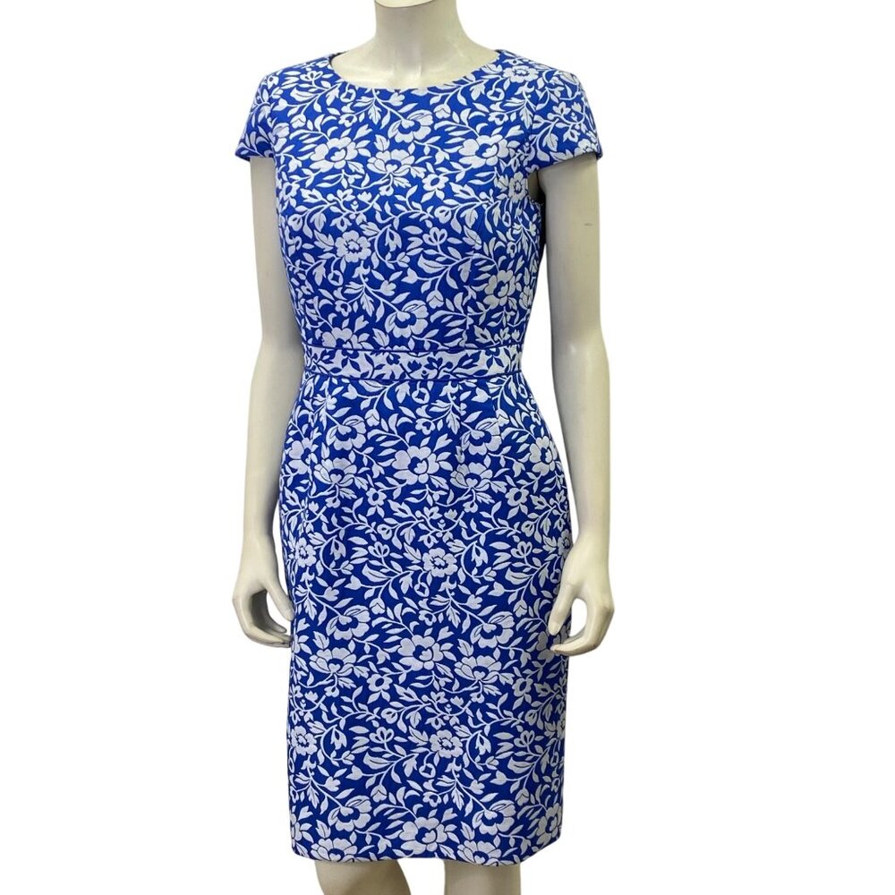 Alex Marie Blue, White Cap Sleeve Sheath DRESS Size 6